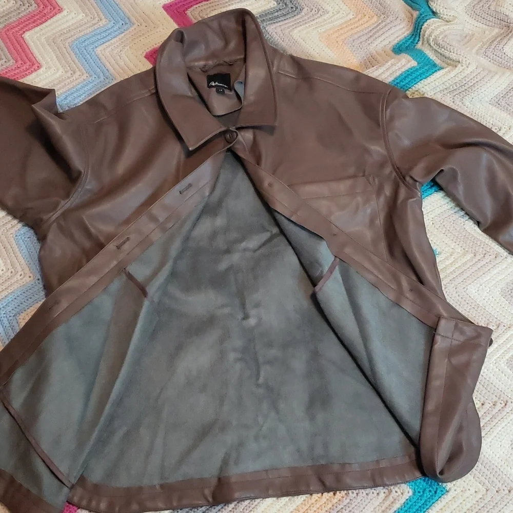 Reitman's Faux Leather Shacket brown iron size large jacket - Picture 5 of 10